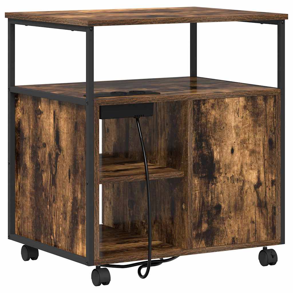Kast met Oplaadstation met wiel Gerookt eiken 61 x 46 x 67 cm is nu te koop bij PeponiXL, paradijselijk wonen!