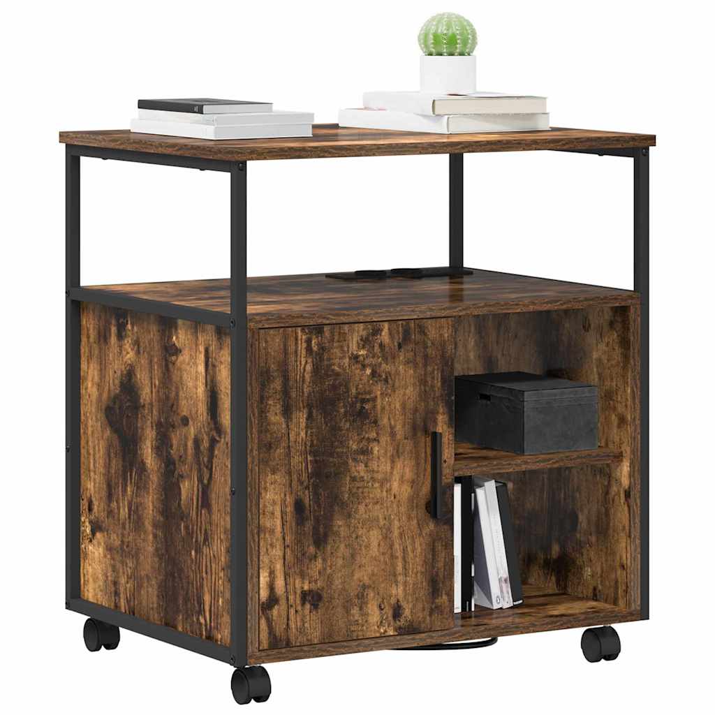 Kast met Oplaadstation met wiel Gerookt eiken 61 x 46 x 67 cm is nu te koop bij PeponiXL, paradijselijk wonen!