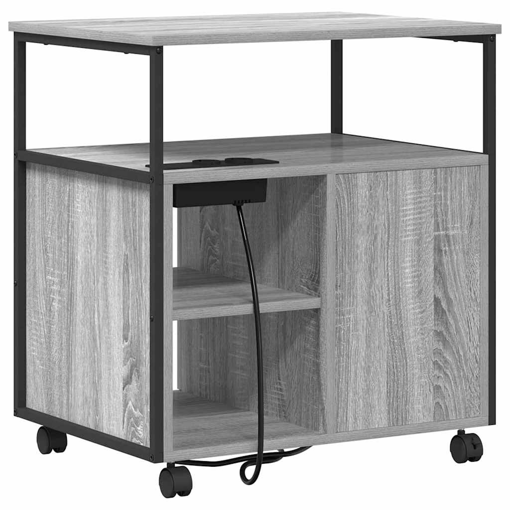 Kast met Oplaadstation met wiel Grijs Sonoma 61 x 46 x 67 cm is nu te koop bij PeponiXL, paradijselijk wonen!