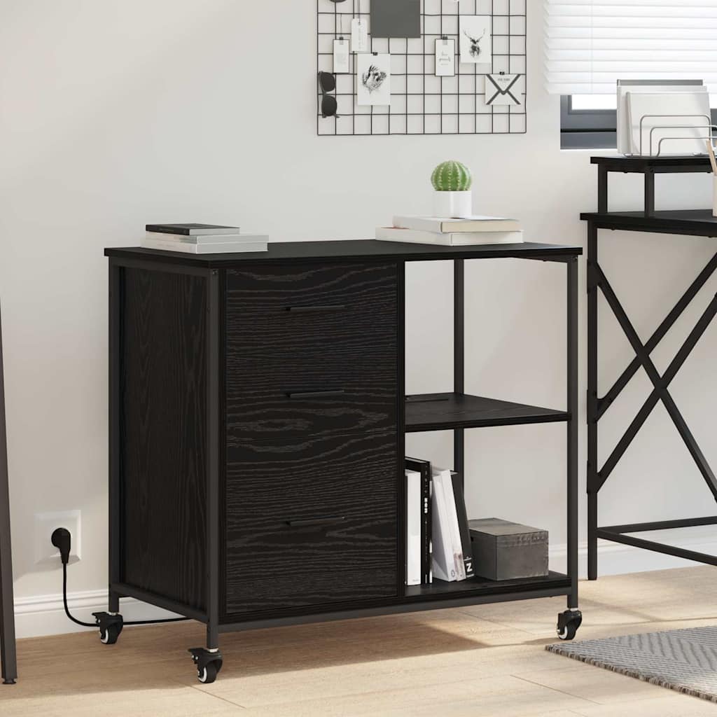 Kast met Oplaadstation Zwart Eiken 76 x 41 x 72 cm Bewerkt hout is nu te koop bij PeponiXL, paradijselijk wonen!