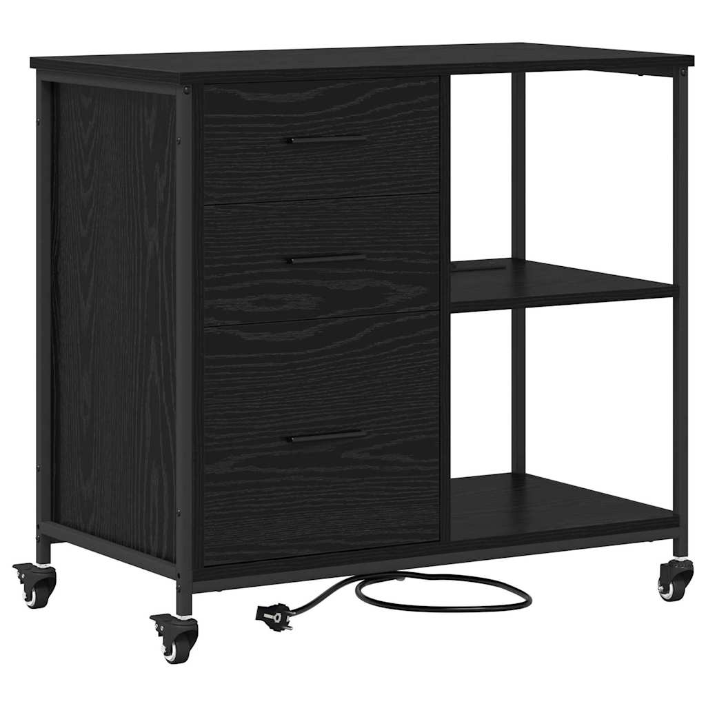 Kast met Oplaadstation Zwart Eiken 76 x 41 x 72 cm Bewerkt hout is nu te koop bij PeponiXL, paradijselijk wonen!