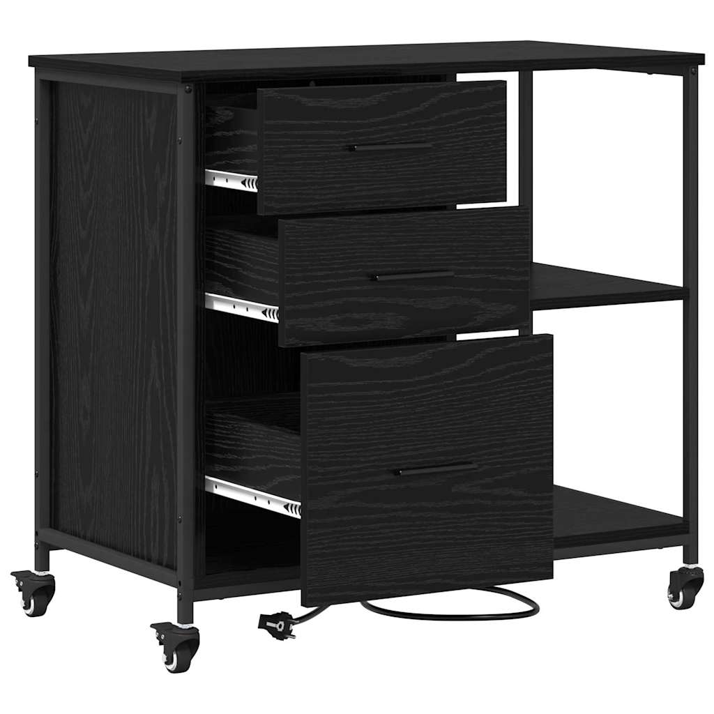 Kast met Oplaadstation Zwart Eiken 76 x 41 x 72 cm Bewerkt hout is nu te koop bij PeponiXL, paradijselijk wonen!