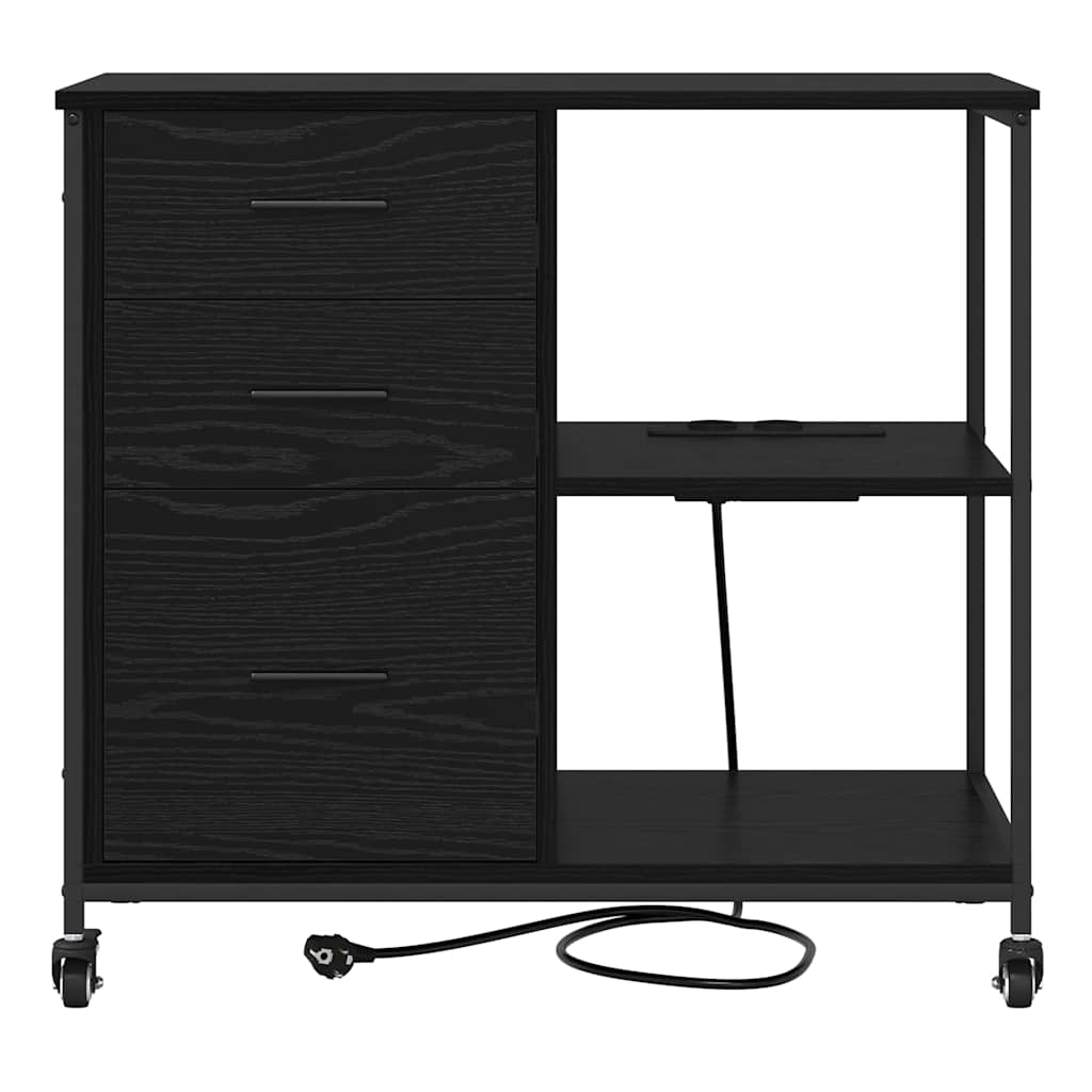 Kast met Oplaadstation Zwart Eiken 76 x 41 x 72 cm Bewerkt hout is nu te koop bij PeponiXL, paradijselijk wonen!