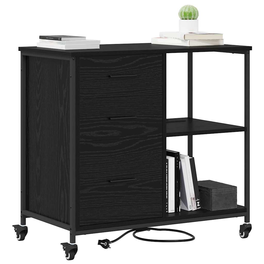 Kast met Oplaadstation Zwart Eiken 76 x 41 x 72 cm Bewerkt hout is nu te koop bij PeponiXL, paradijselijk wonen!