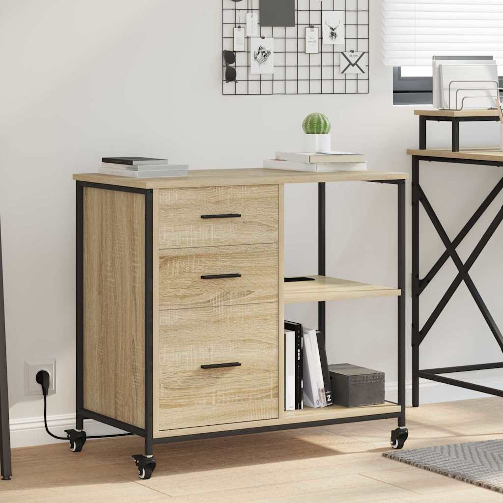 Kast met Oplaadstation met wiel Sonoma Eiken 76 x 41 x 72 cm is nu te koop bij PeponiXL, paradijselijk wonen!