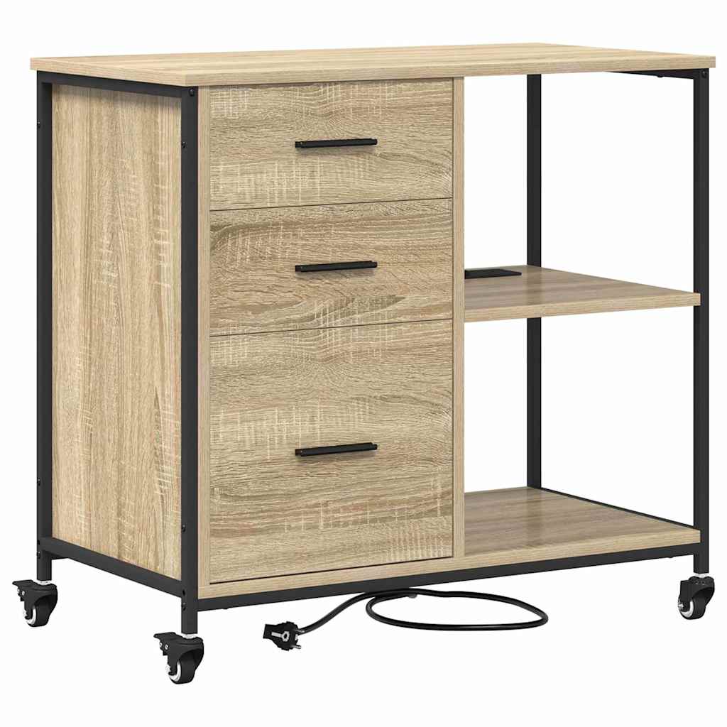 Kast met Oplaadstation met wiel Sonoma Eiken 76 x 41 x 72 cm is nu te koop bij PeponiXL, paradijselijk wonen!