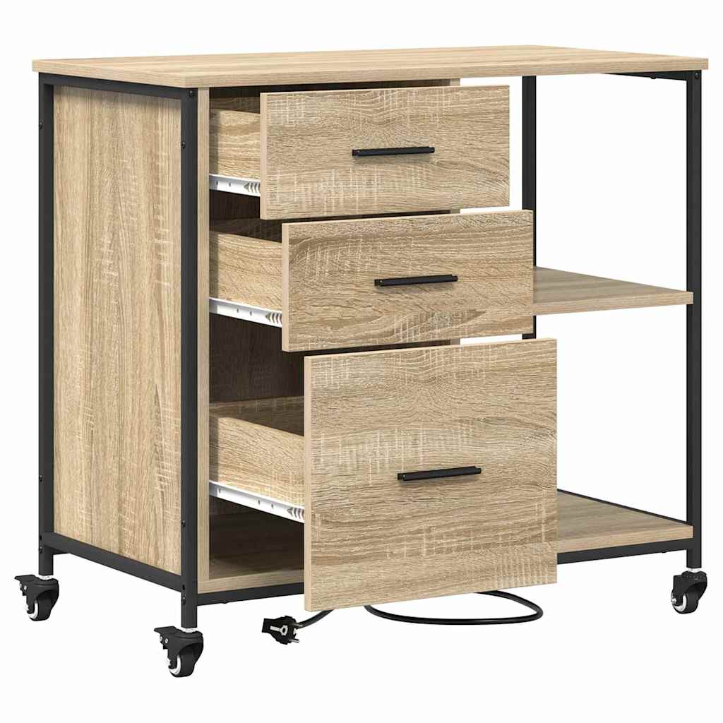 Kast met Oplaadstation met wiel Sonoma Eiken 76 x 41 x 72 cm is nu te koop bij PeponiXL, paradijselijk wonen!