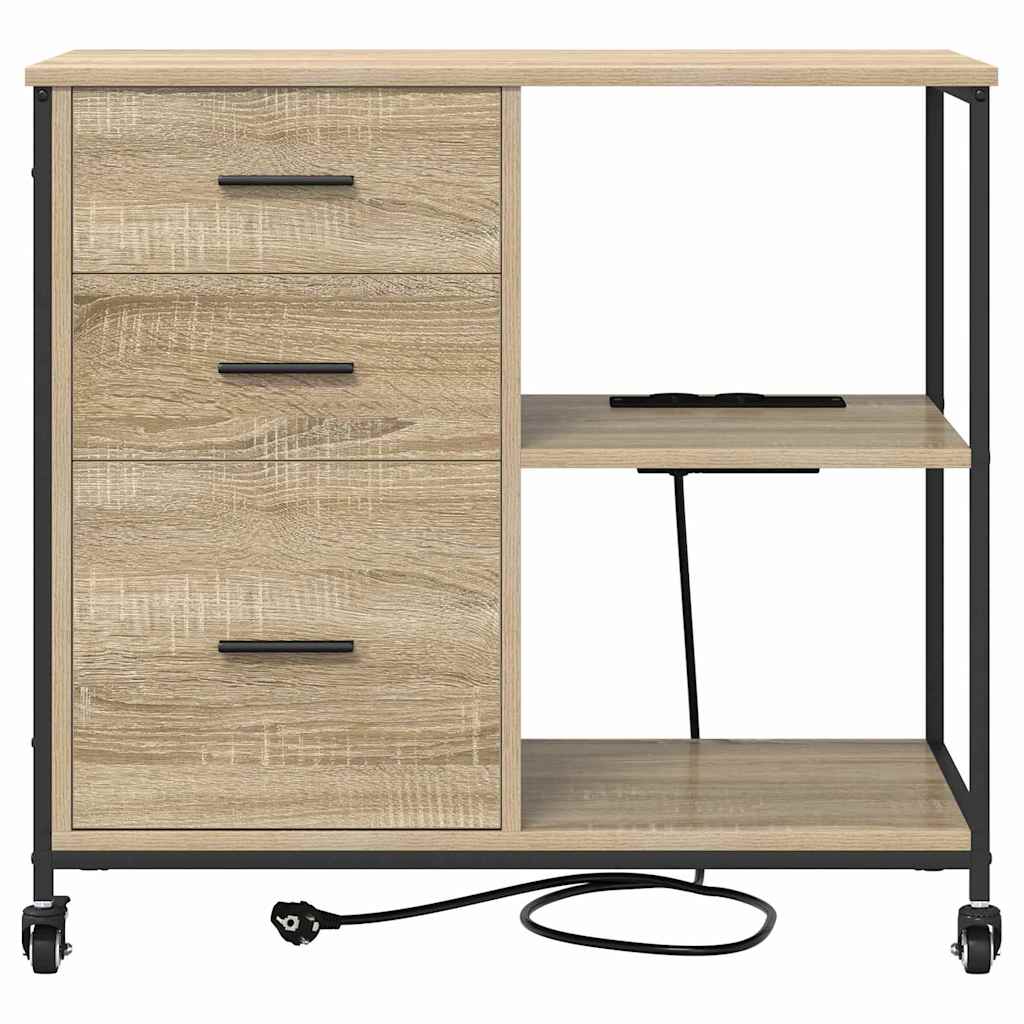 Kast met Oplaadstation met wiel Sonoma Eiken 76 x 41 x 72 cm is nu te koop bij PeponiXL, paradijselijk wonen!