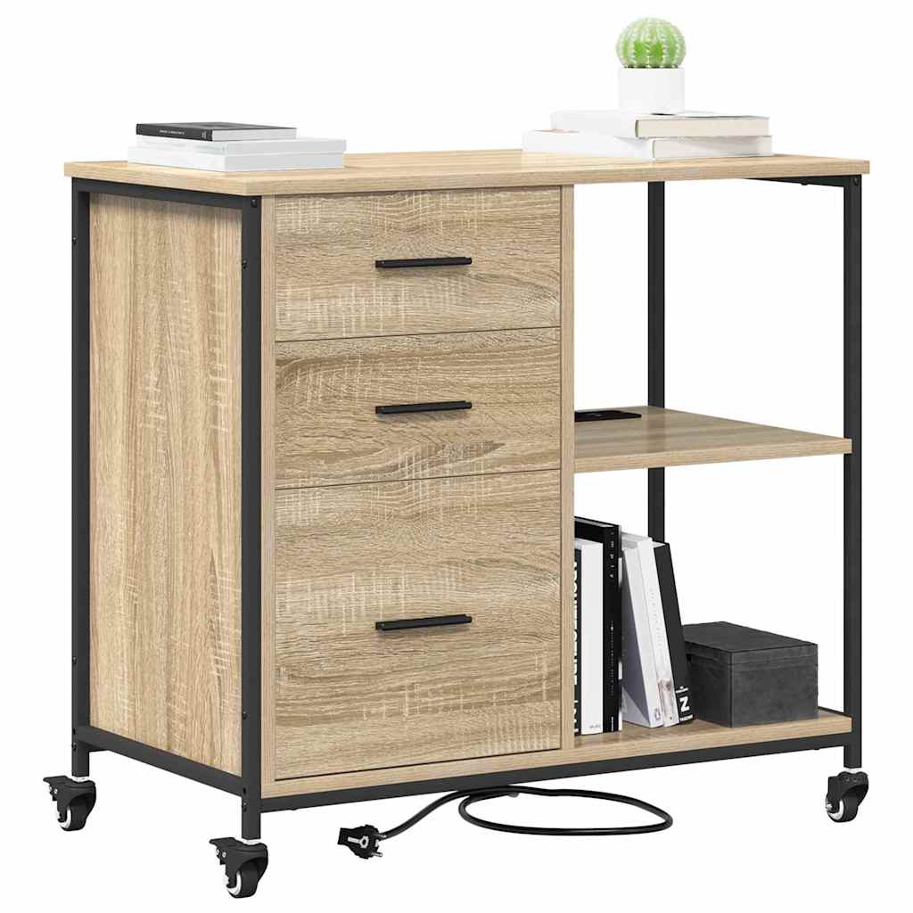 Kast met Oplaadstation met wiel Sonoma Eiken 76 x 41 x 72 cm is nu te koop bij PeponiXL, paradijselijk wonen!