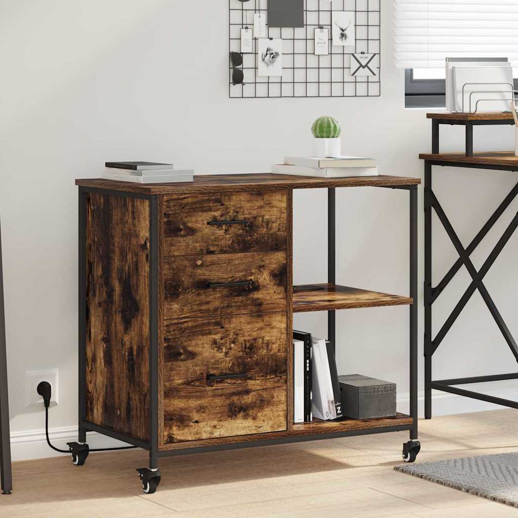 Kast met Oplaadstation met wiel Gerookt eiken 76 x 41 x 72 cm is nu te koop bij PeponiXL, paradijselijk wonen!