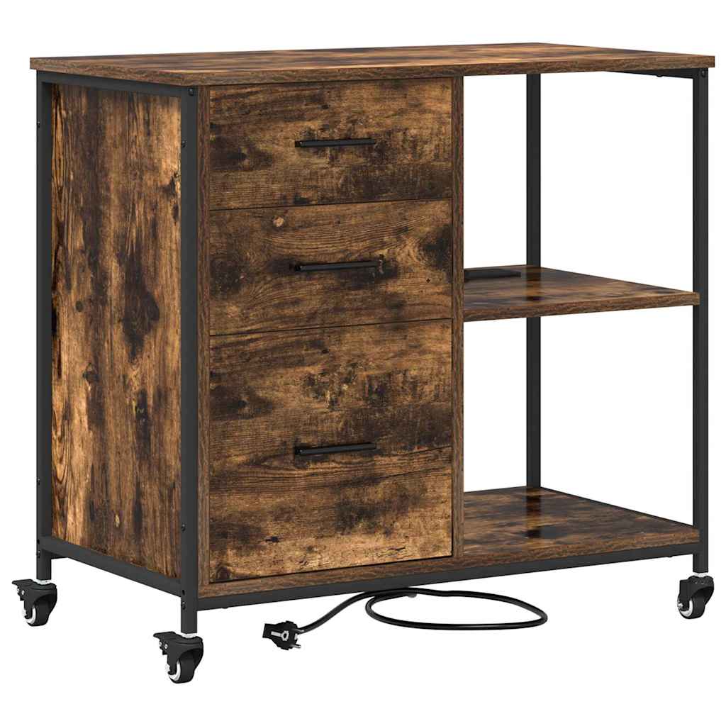 Kast met Oplaadstation met wiel Gerookt eiken 76 x 41 x 72 cm is nu te koop bij PeponiXL, paradijselijk wonen!