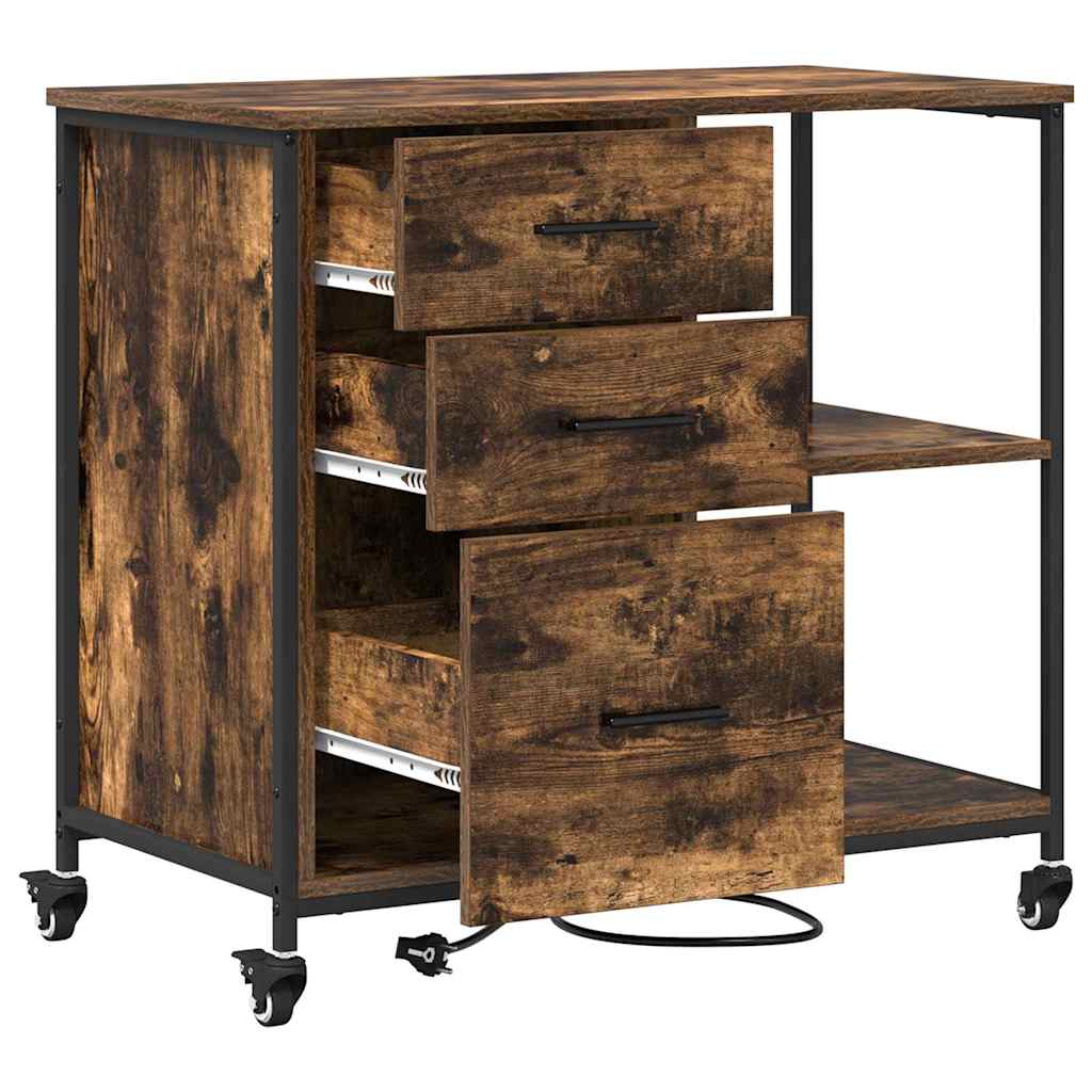 Kast met Oplaadstation met wiel Gerookt eiken 76 x 41 x 72 cm is nu te koop bij PeponiXL, paradijselijk wonen!