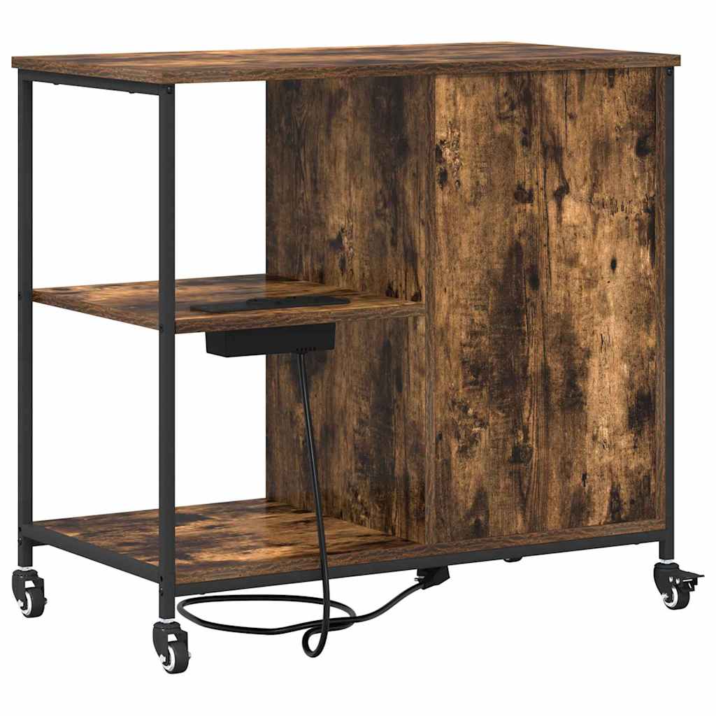 Kast met Oplaadstation met wiel Gerookt eiken 76 x 41 x 72 cm is nu te koop bij PeponiXL, paradijselijk wonen!