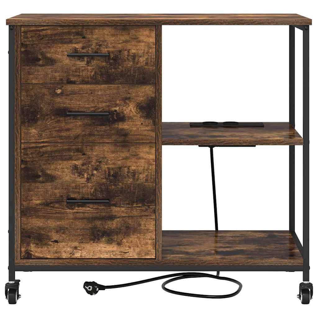 Kast met Oplaadstation met wiel Gerookt eiken 76 x 41 x 72 cm is nu te koop bij PeponiXL, paradijselijk wonen!