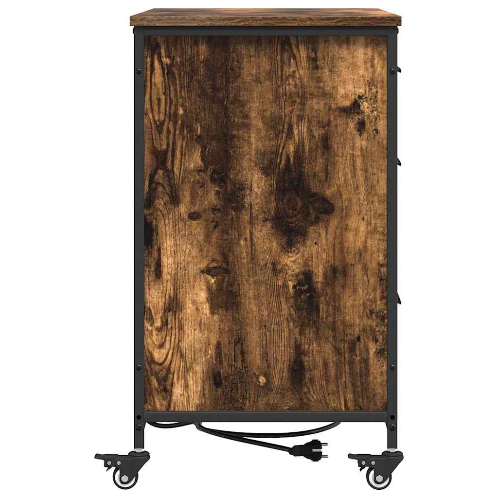 Kast met Oplaadstation met wiel Gerookt eiken 76 x 41 x 72 cm is nu te koop bij PeponiXL, paradijselijk wonen!