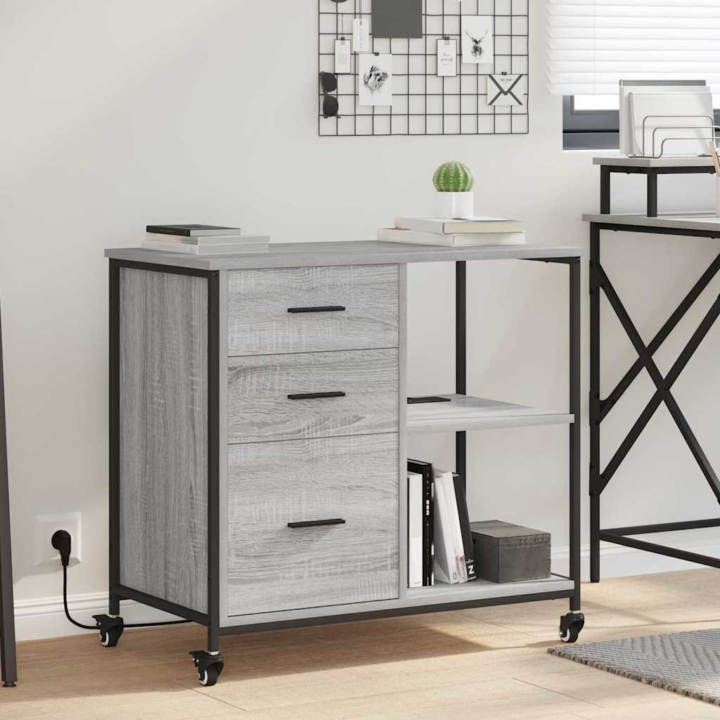 Kast met Oplaadstation met wiel Grijs Sonoma 76 x 41 x 72 cm is nu te koop bij PeponiXL, paradijselijk wonen!