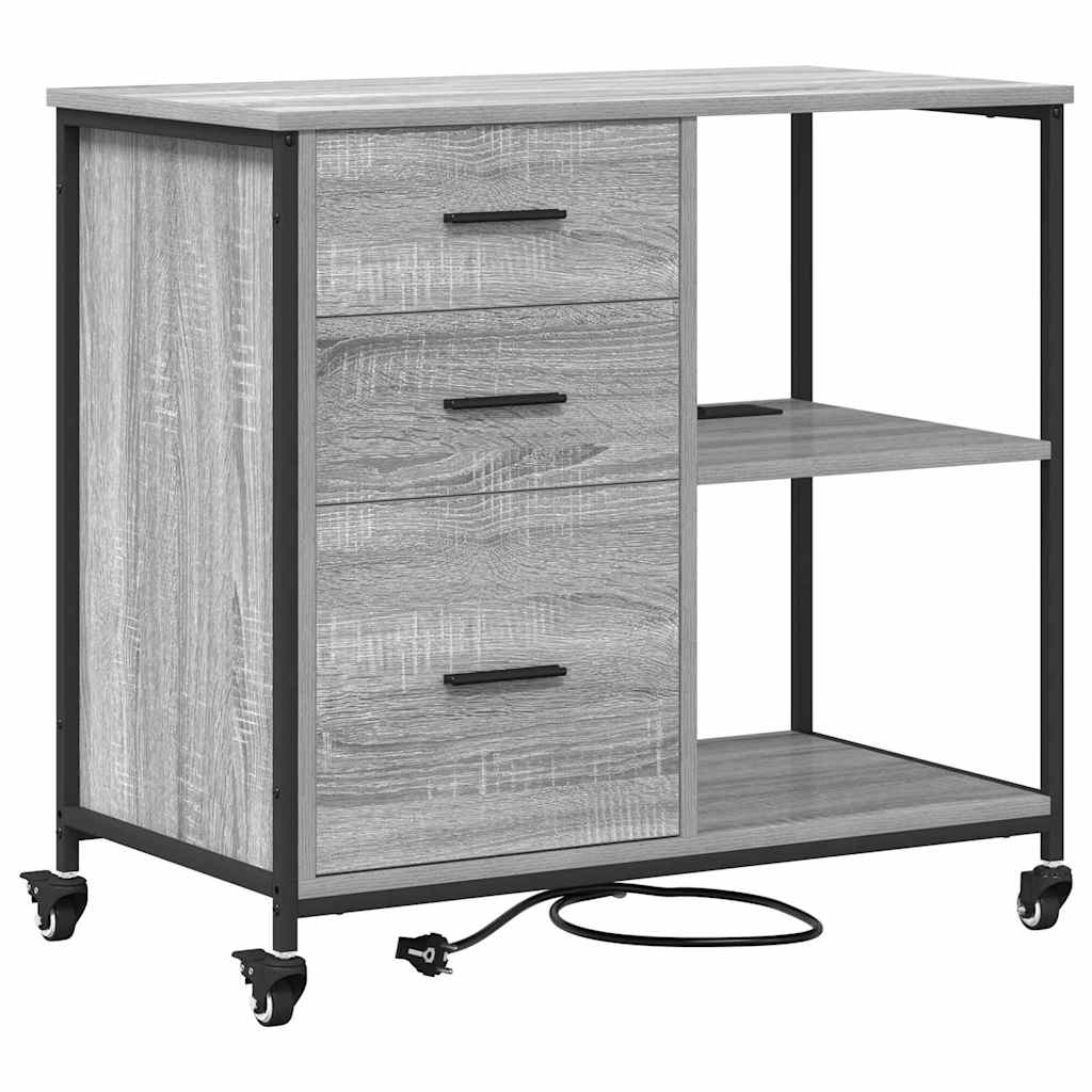 Kast met Oplaadstation met wiel Grijs Sonoma 76 x 41 x 72 cm is nu te koop bij PeponiXL, paradijselijk wonen!