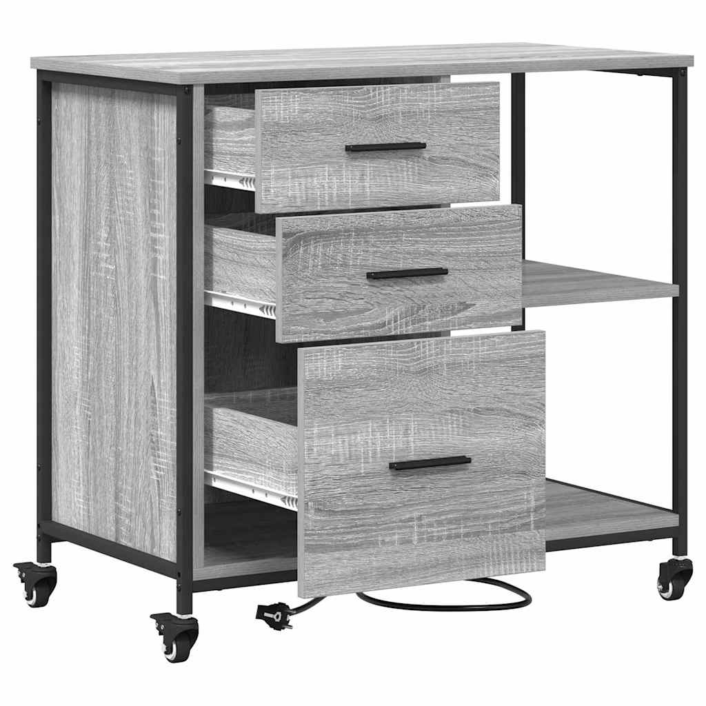 Kast met Oplaadstation met wiel Grijs Sonoma 76 x 41 x 72 cm is nu te koop bij PeponiXL, paradijselijk wonen!