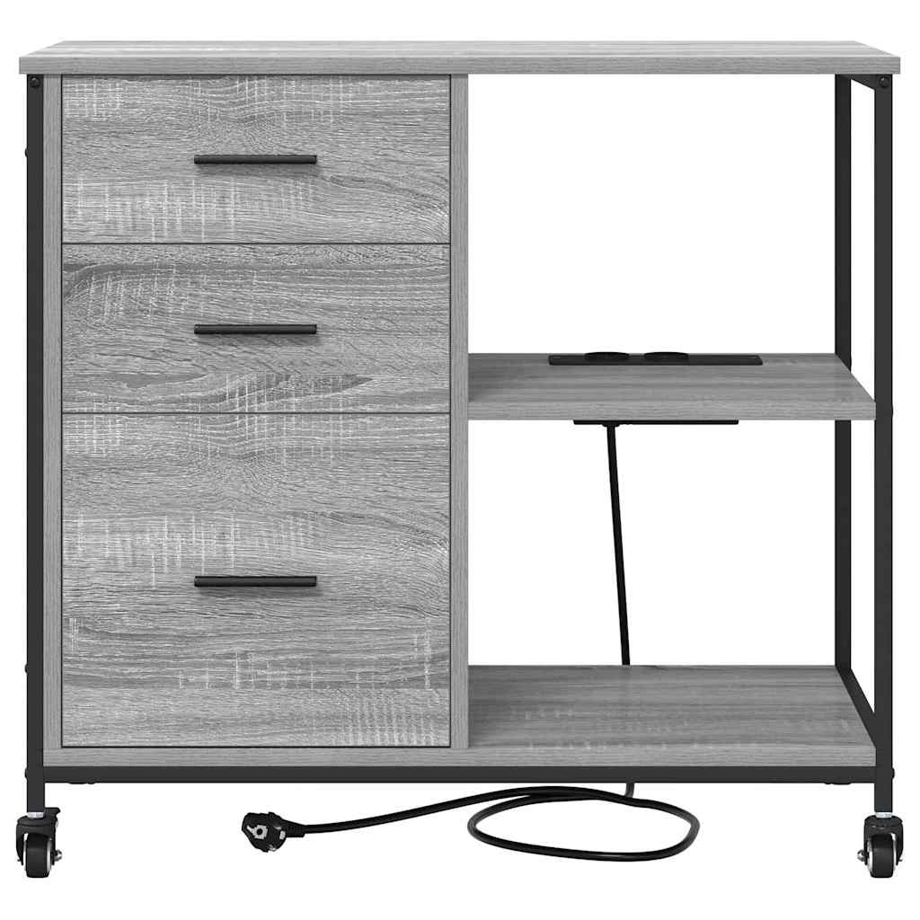 Kast met Oplaadstation met wiel Grijs Sonoma 76 x 41 x 72 cm is nu te koop bij PeponiXL, paradijselijk wonen!