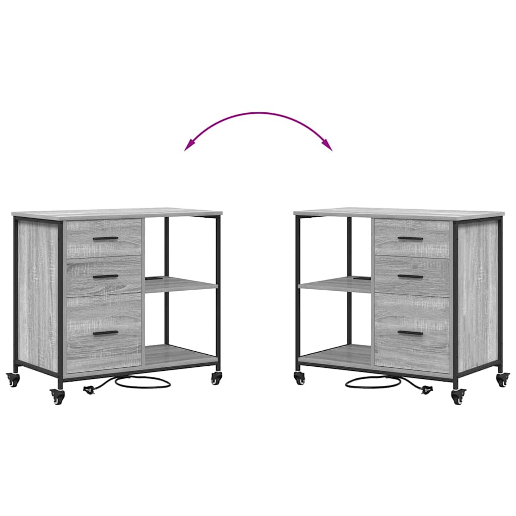 Kast met Oplaadstation met wiel Grijs Sonoma 76 x 41 x 72 cm is nu te koop bij PeponiXL, paradijselijk wonen!