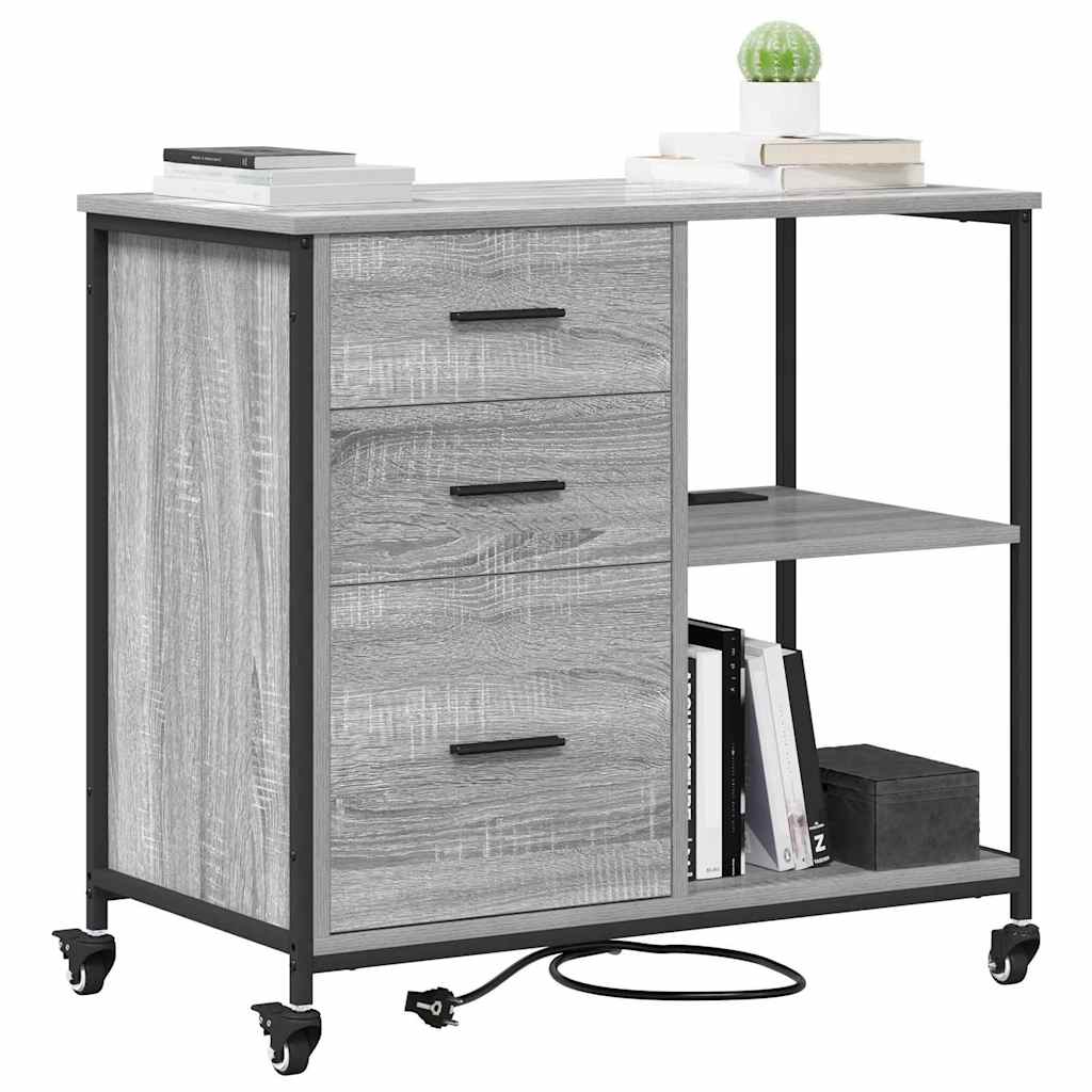 Kast met Oplaadstation met wiel Grijs Sonoma 76 x 41 x 72 cm is nu te koop bij PeponiXL, paradijselijk wonen!
