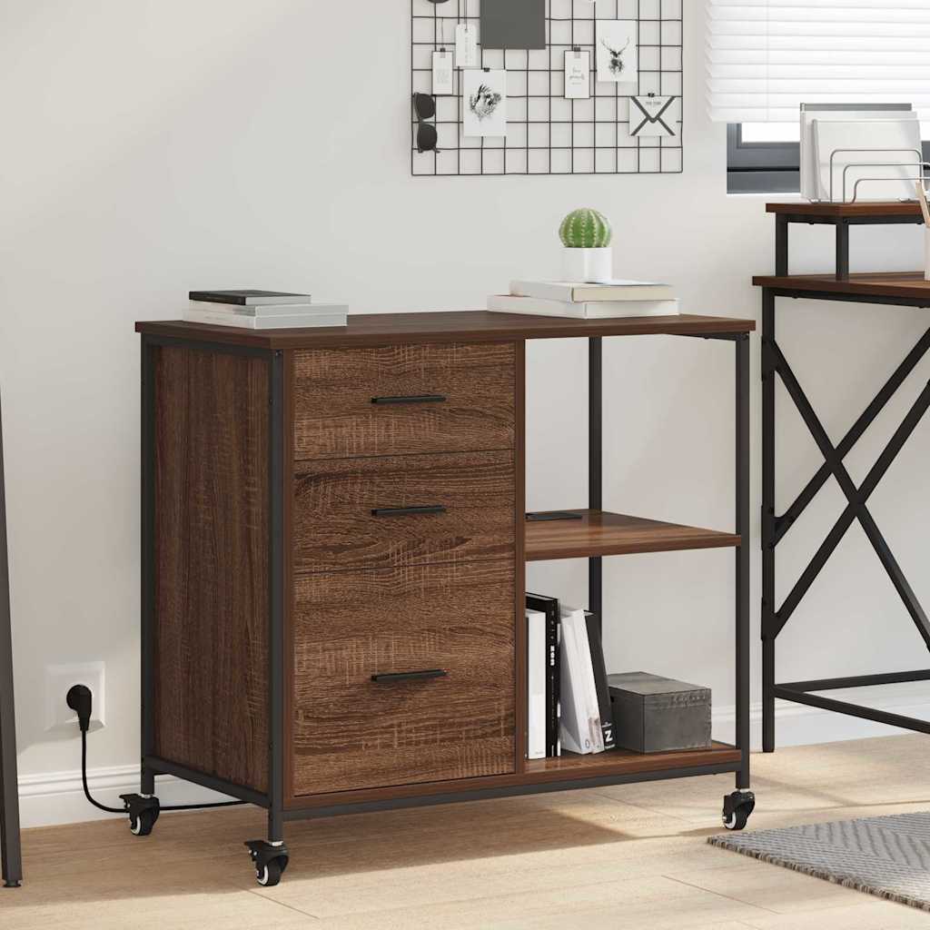 Kast met Oplaadstation Bruin Eiken 76 x 41 x 72 cm Bewerkt hout is nu te koop bij PeponiXL, paradijselijk wonen!
