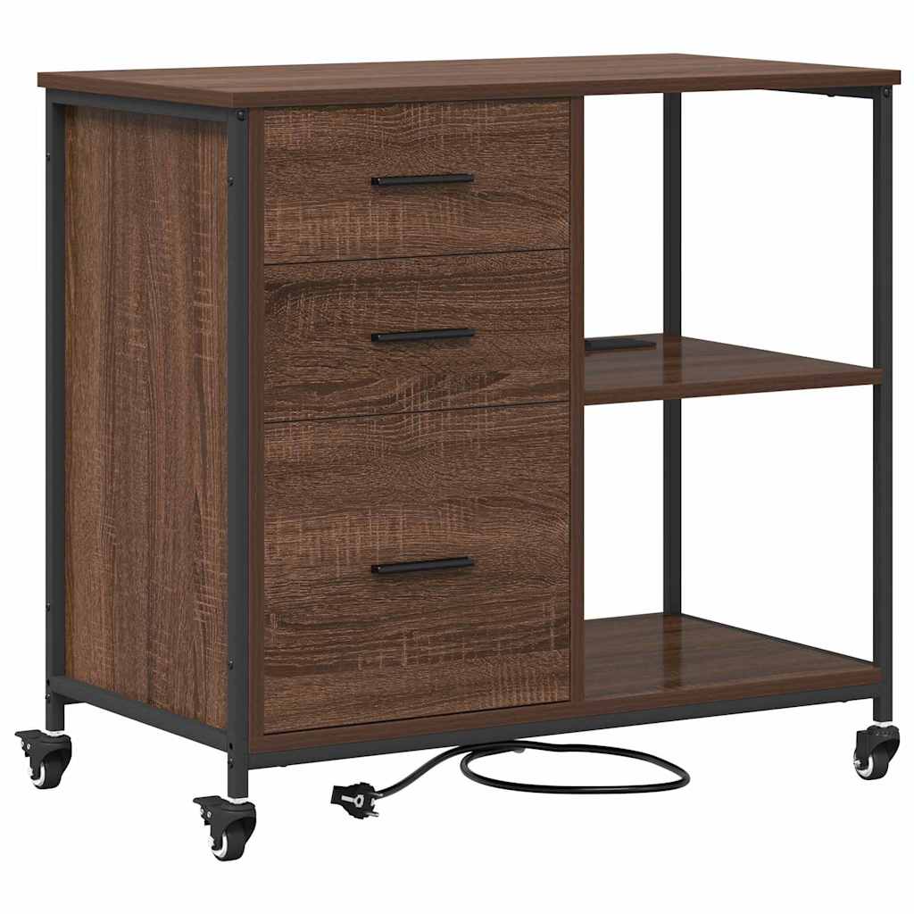 Kast met Oplaadstation Bruin Eiken 76 x 41 x 72 cm Bewerkt hout is nu te koop bij PeponiXL, paradijselijk wonen!
