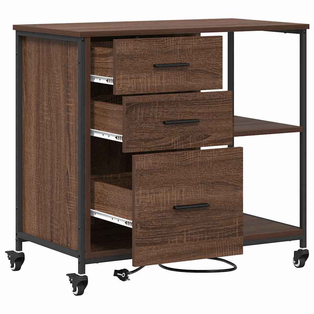 Kast met Oplaadstation Bruin Eiken 76 x 41 x 72 cm Bewerkt hout is nu te koop bij PeponiXL, paradijselijk wonen!