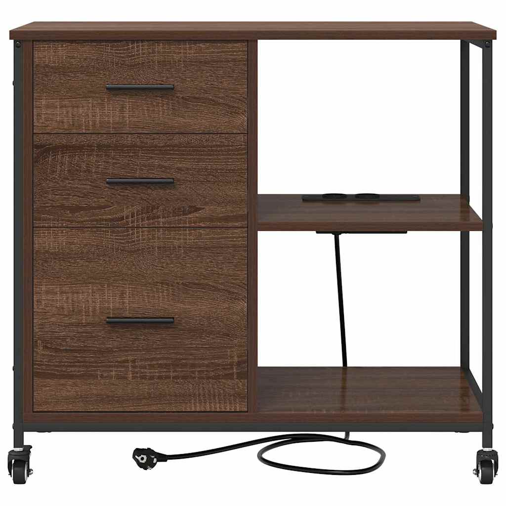 Kast met Oplaadstation Bruin Eiken 76 x 41 x 72 cm Bewerkt hout is nu te koop bij PeponiXL, paradijselijk wonen!