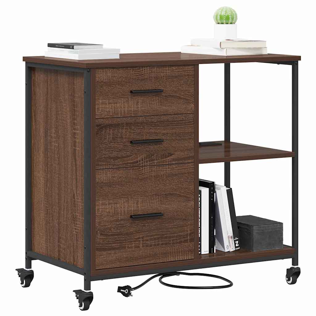 Kast met Oplaadstation Bruin Eiken 76 x 41 x 72 cm Bewerkt hout is nu te koop bij PeponiXL, paradijselijk wonen!