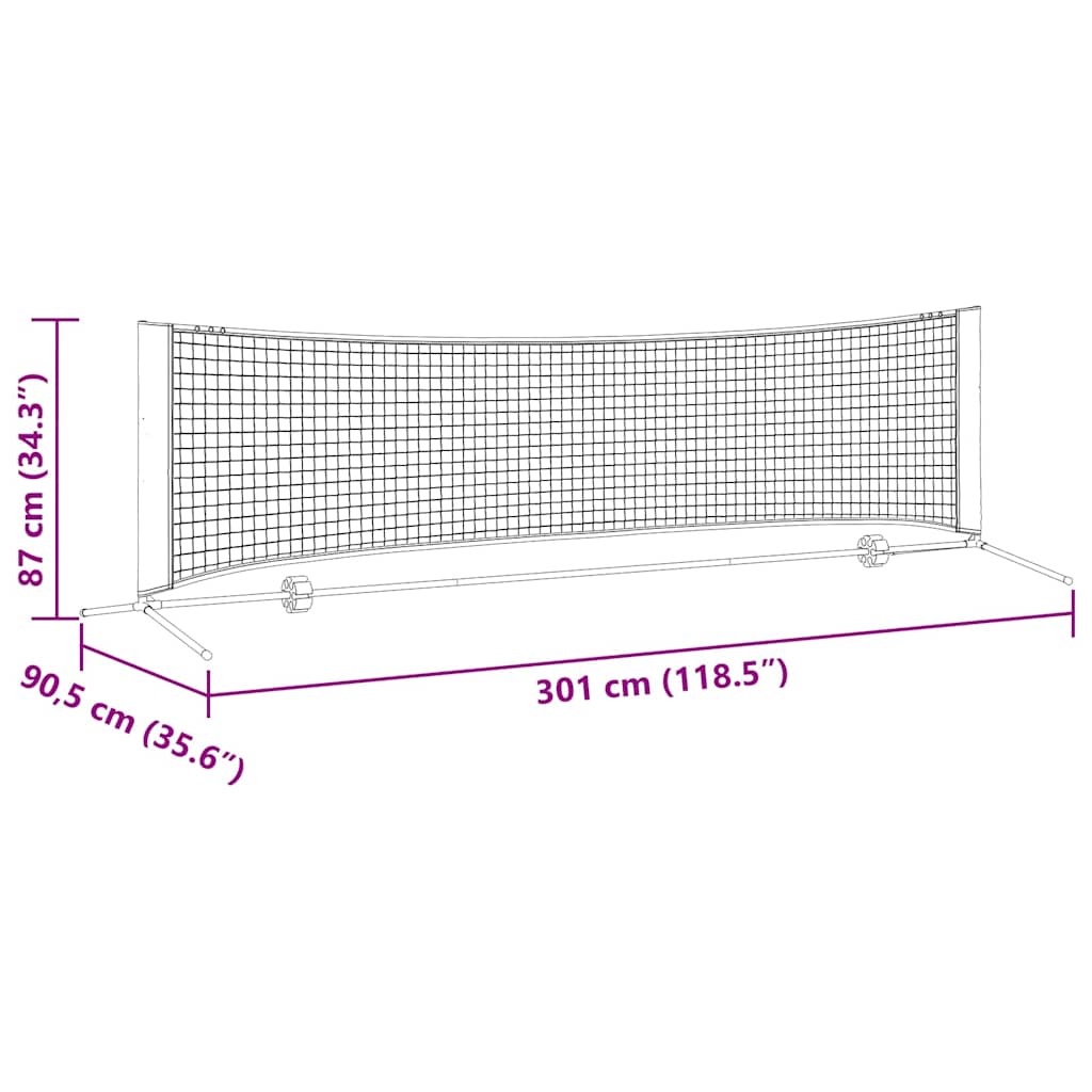 Tennisnet Zwart en Rood 301 x 90,5 x 87 cm Polyester is nu te koop bij PeponiXL, paradijselijk wonen!