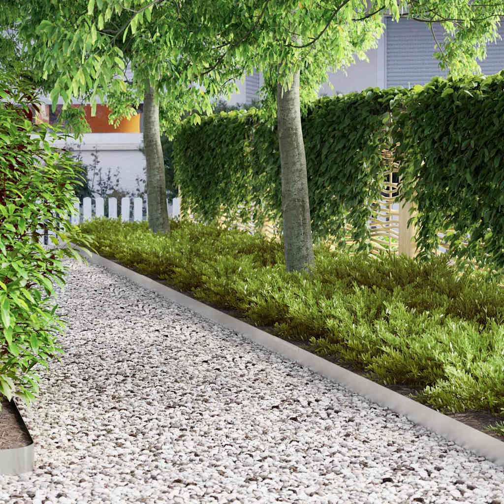 Tuinrand 4 pcs Zilver 450 x 0,05 x 10 cm Roestvrij staal is nu te koop bij PeponiXL, paradijselijk wonen!