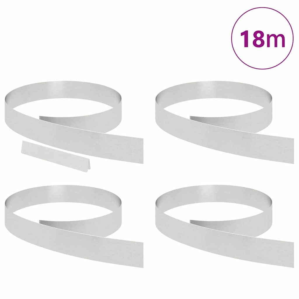 Tuinrand 4 pcs Zilver 450 x 0,05 x 10 cm Roestvrij staal is nu te koop bij PeponiXL, paradijselijk wonen!