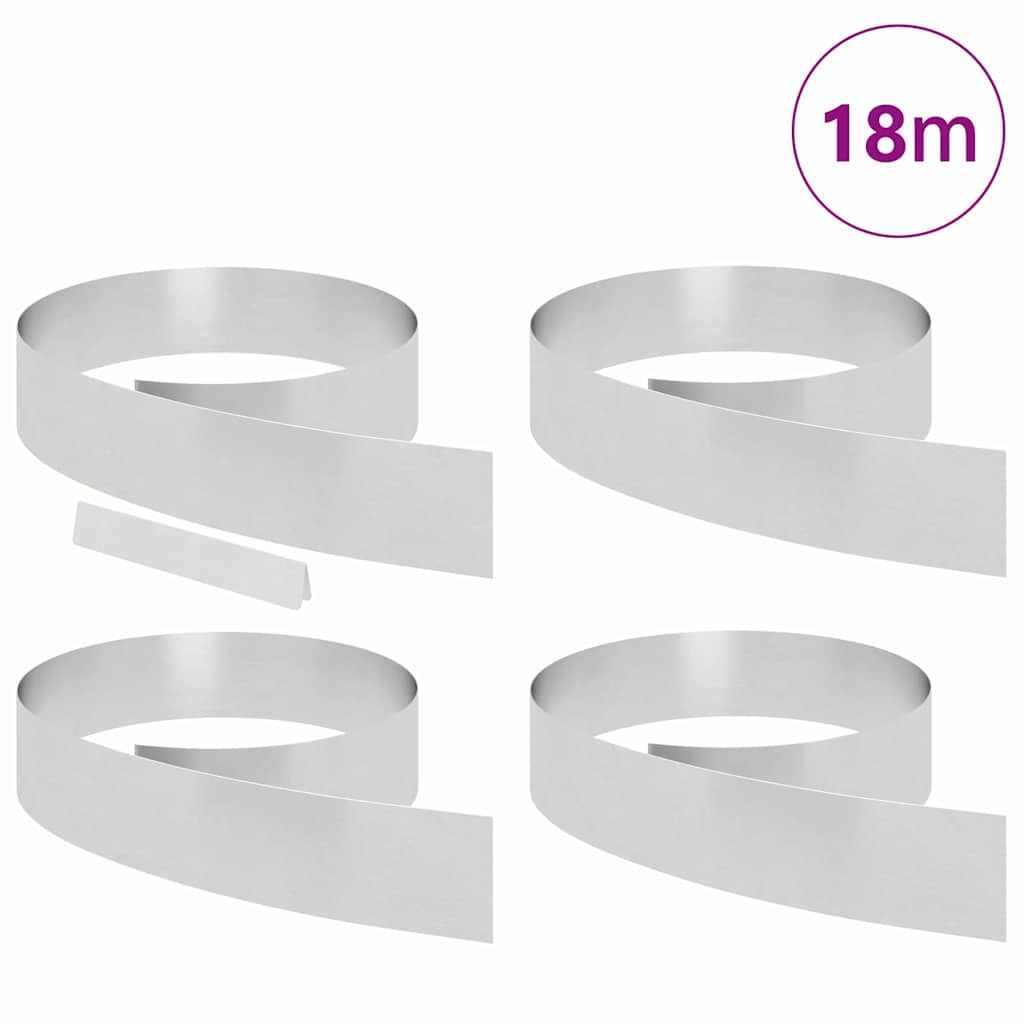 Tuinrand 4 pcs Zilver 450 x 0.05 x 15 cm Roestvrij staal is nu te koop bij PeponiXL, paradijselijk wonen!