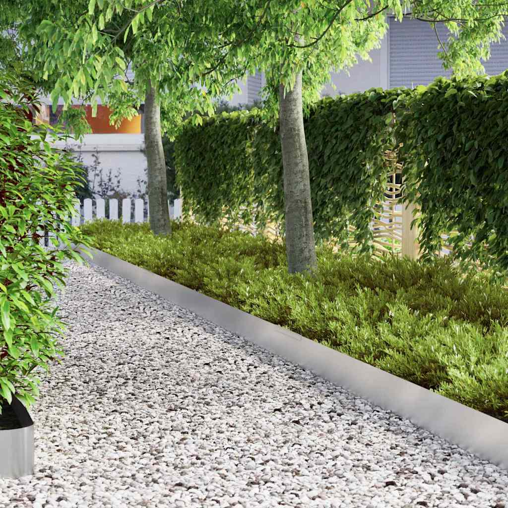 Tuinrand 4 pcs Zilver 450 x 0,05 x 20 cm Roestvrij staal is nu te koop bij PeponiXL, paradijselijk wonen!