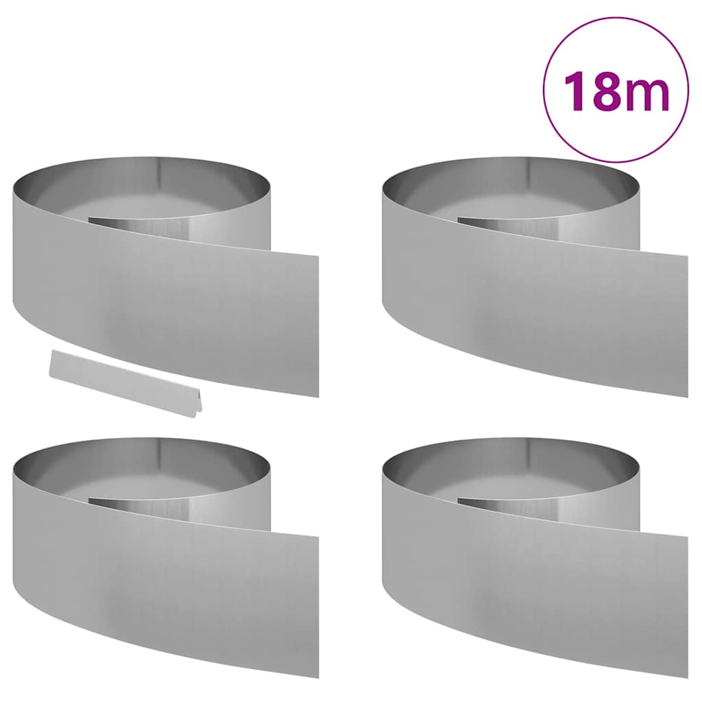 Tuinrand 4 pcs Zilver 450 x 0,05 x 25 cm Gegalvaniseerd staal