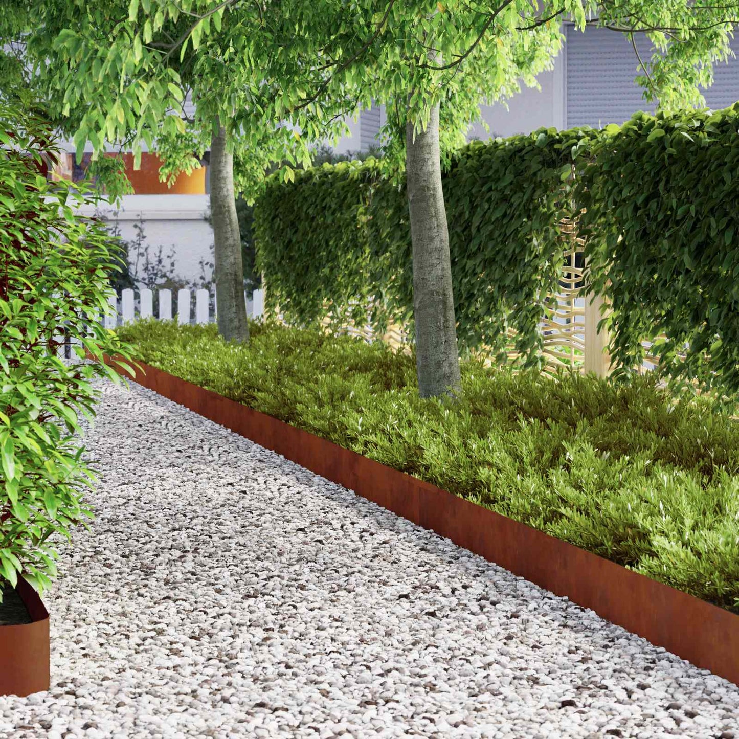 Tuinrand 4 pcs Roestig 450 x 0,05 x 25 cm Cortenstaal