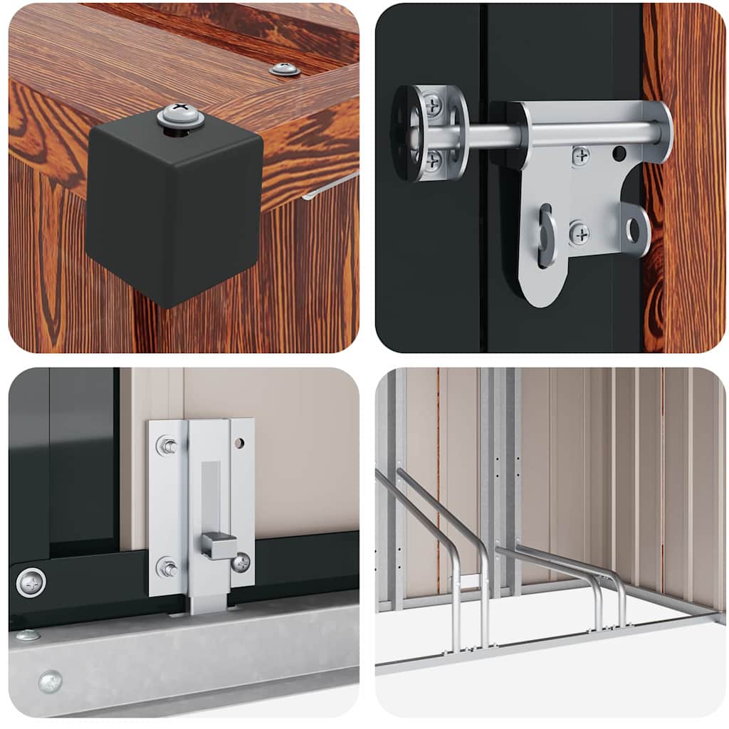 Fietsschuurtje 3 pcs Bruin 215 x 206 x 157 cm Metaal is nu te koop bij PeponiXL, paradijselijk wonen!