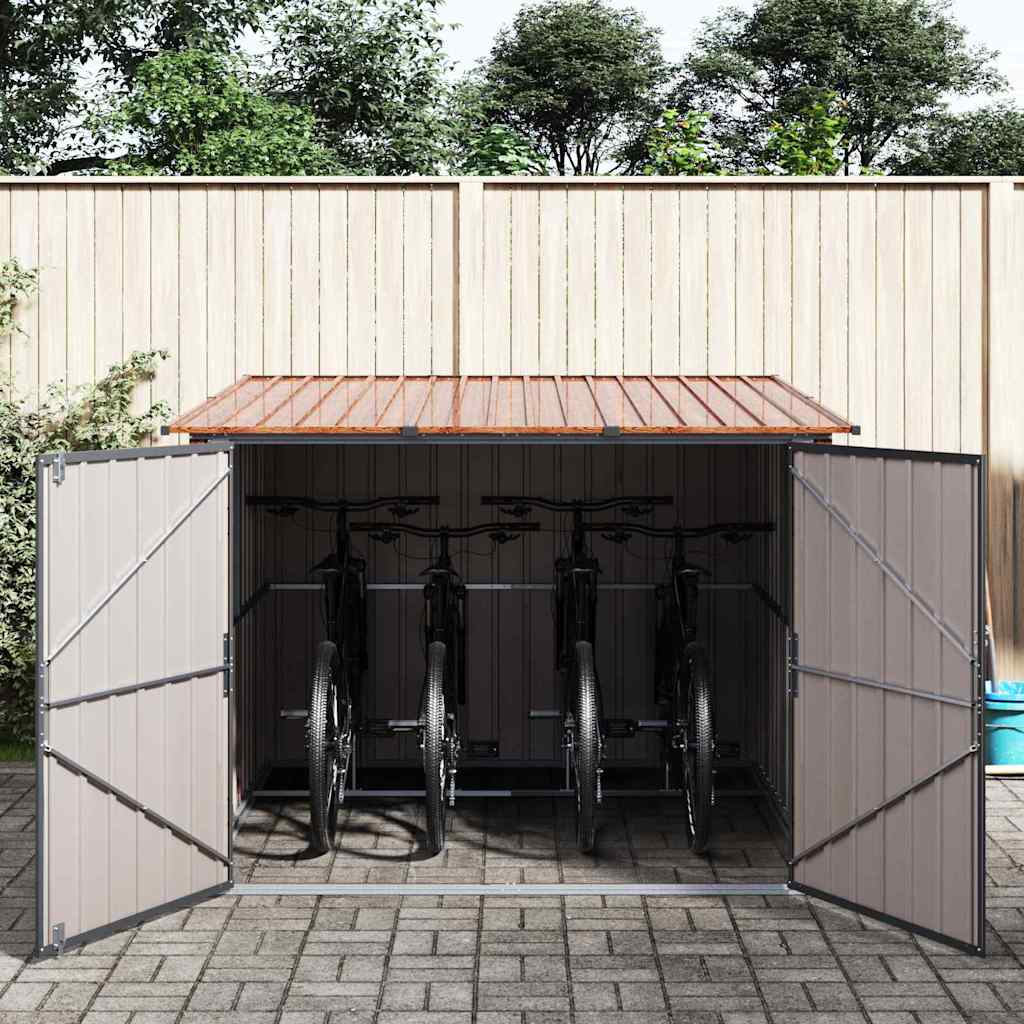 Fietsschuurtje 3 pcs Bruin 215 x 206 x 157 cm Metaal is nu te koop bij PeponiXL, paradijselijk wonen!