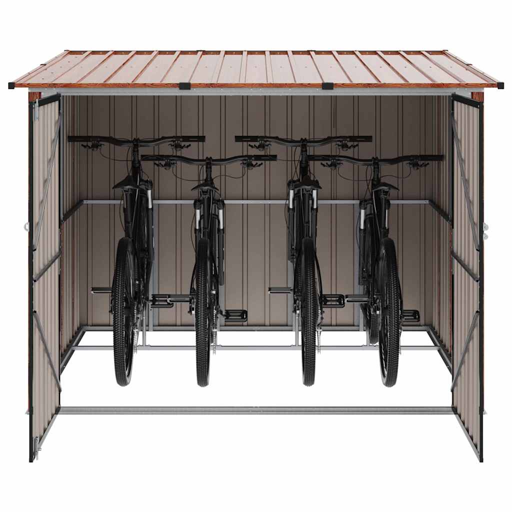 Fietsschuurtje 3 pcs Bruin 215 x 206 x 157 cm Metaal is nu te koop bij PeponiXL, paradijselijk wonen!