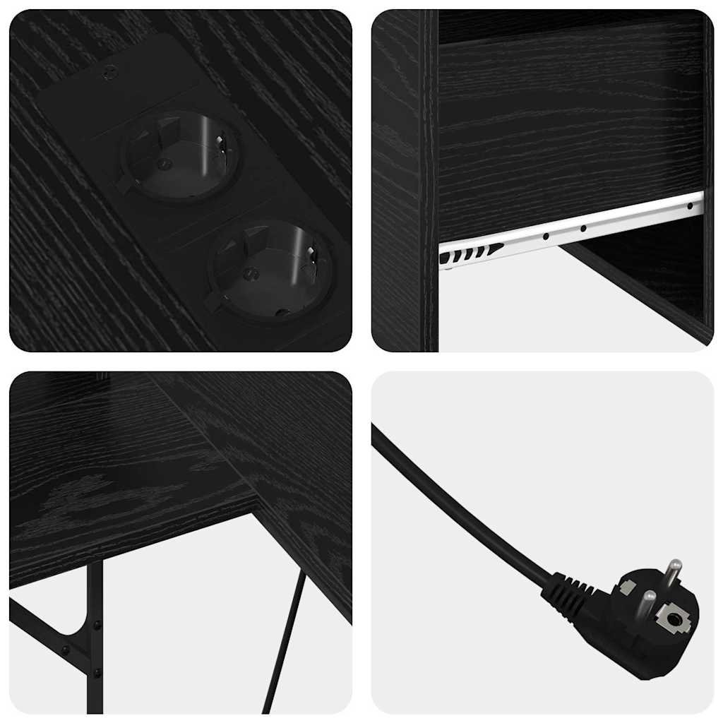 Bureau met lade Zwart Eiken 182 x 101 x 87,5 cm Bewerkt hout is nu te koop bij PeponiXL, paradijselijk wonen!