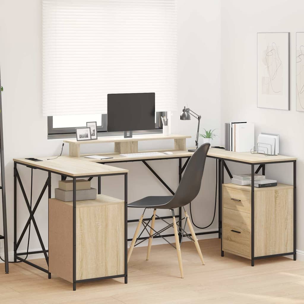 Bureau met lade Sonoma Eiken 182 x 101 x 87,5 cm Bewerkt hout is nu te koop bij PeponiXL, paradijselijk wonen!