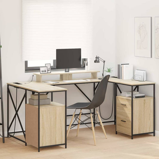 Bureau met lade Sonoma Eiken 182 x 101 x 87,5 cm Bewerkt hout is nu te koop bij PeponiXL, paradijselijk wonen!