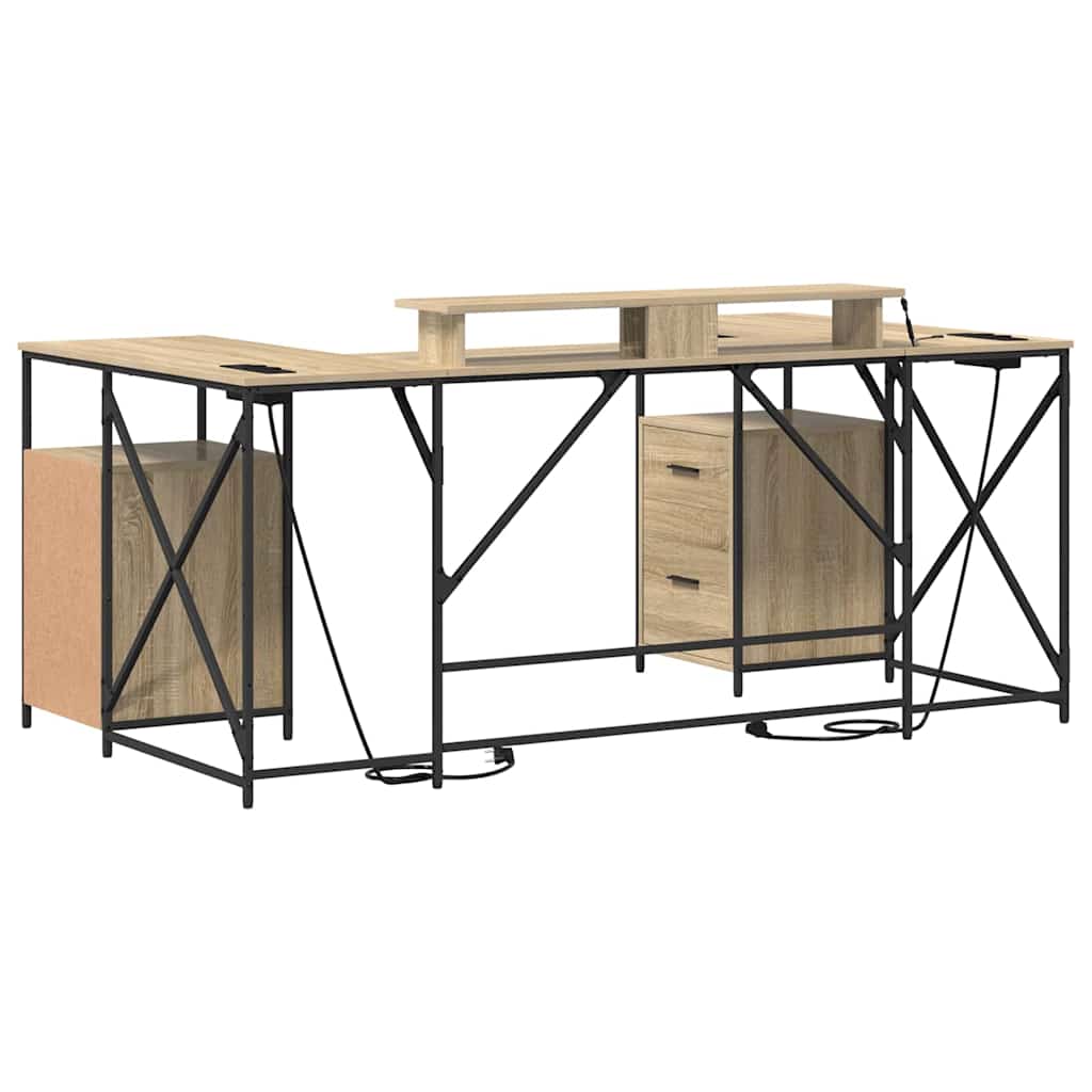 Bureau met lade Sonoma Eiken 182 x 101 x 87,5 cm Bewerkt hout is nu te koop bij PeponiXL, paradijselijk wonen!
