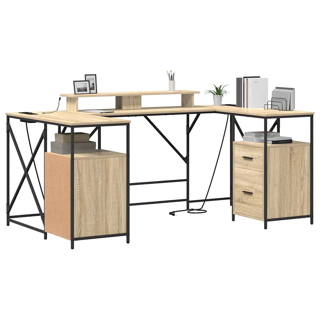 Bureau met lade Sonoma Eiken 182 x 101 x 87,5 cm Bewerkt hout is nu te koop bij PeponiXL, paradijselijk wonen!