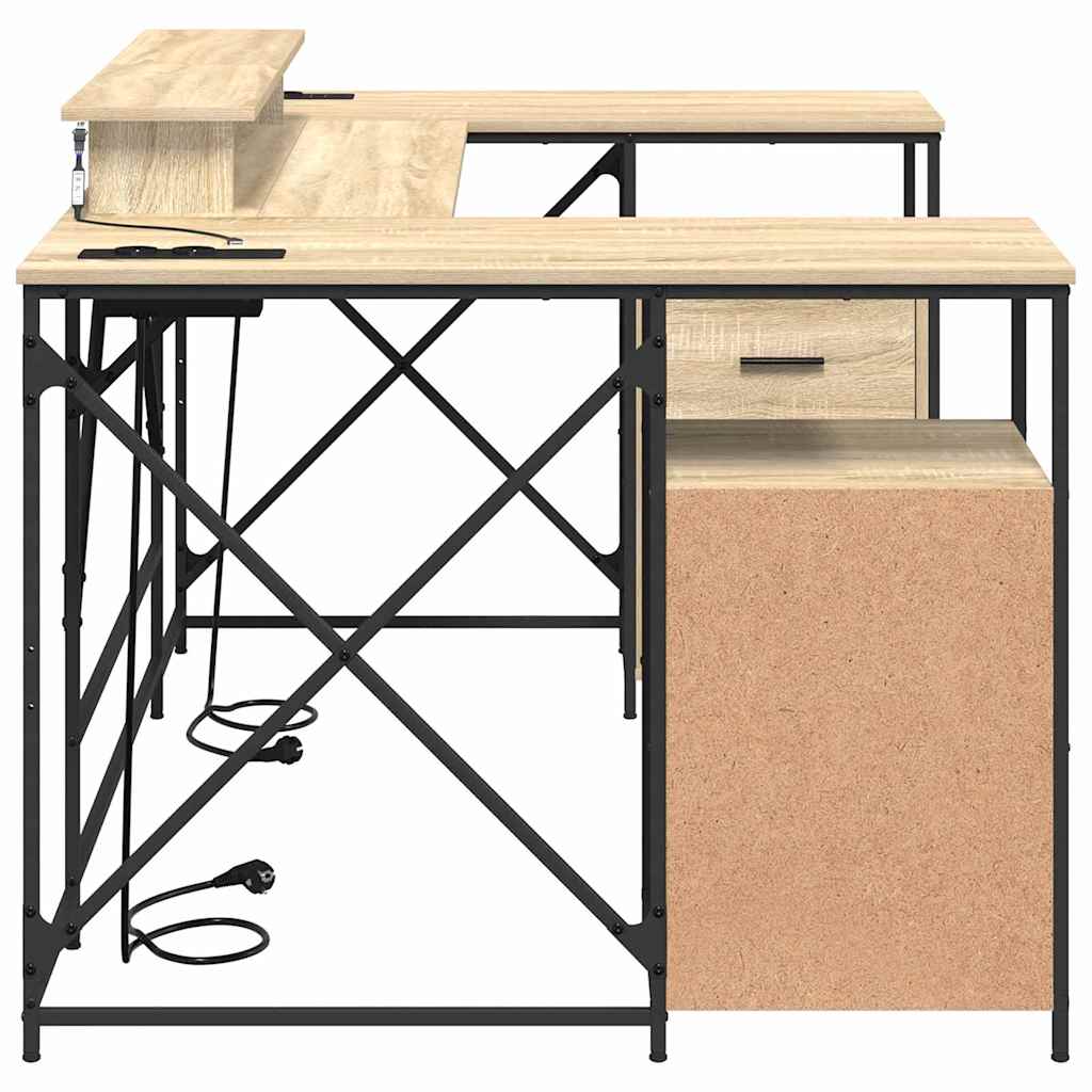 Bureau met lade Sonoma Eiken 182 x 101 x 87,5 cm Bewerkt hout is nu te koop bij PeponiXL, paradijselijk wonen!