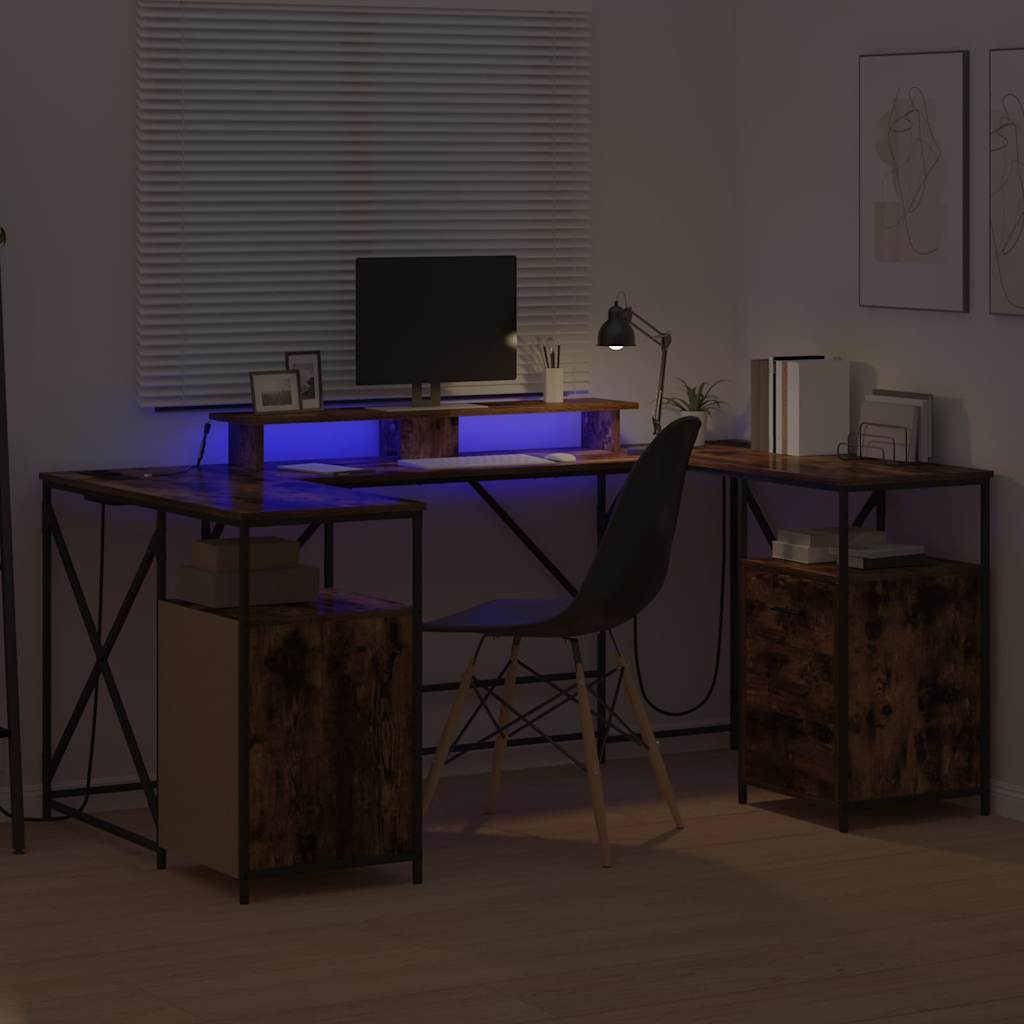 Bureau met lade Gerookt eiken 182 x 101 x 87,5 cm Bewerkt hout is nu te koop bij PeponiXL, paradijselijk wonen!