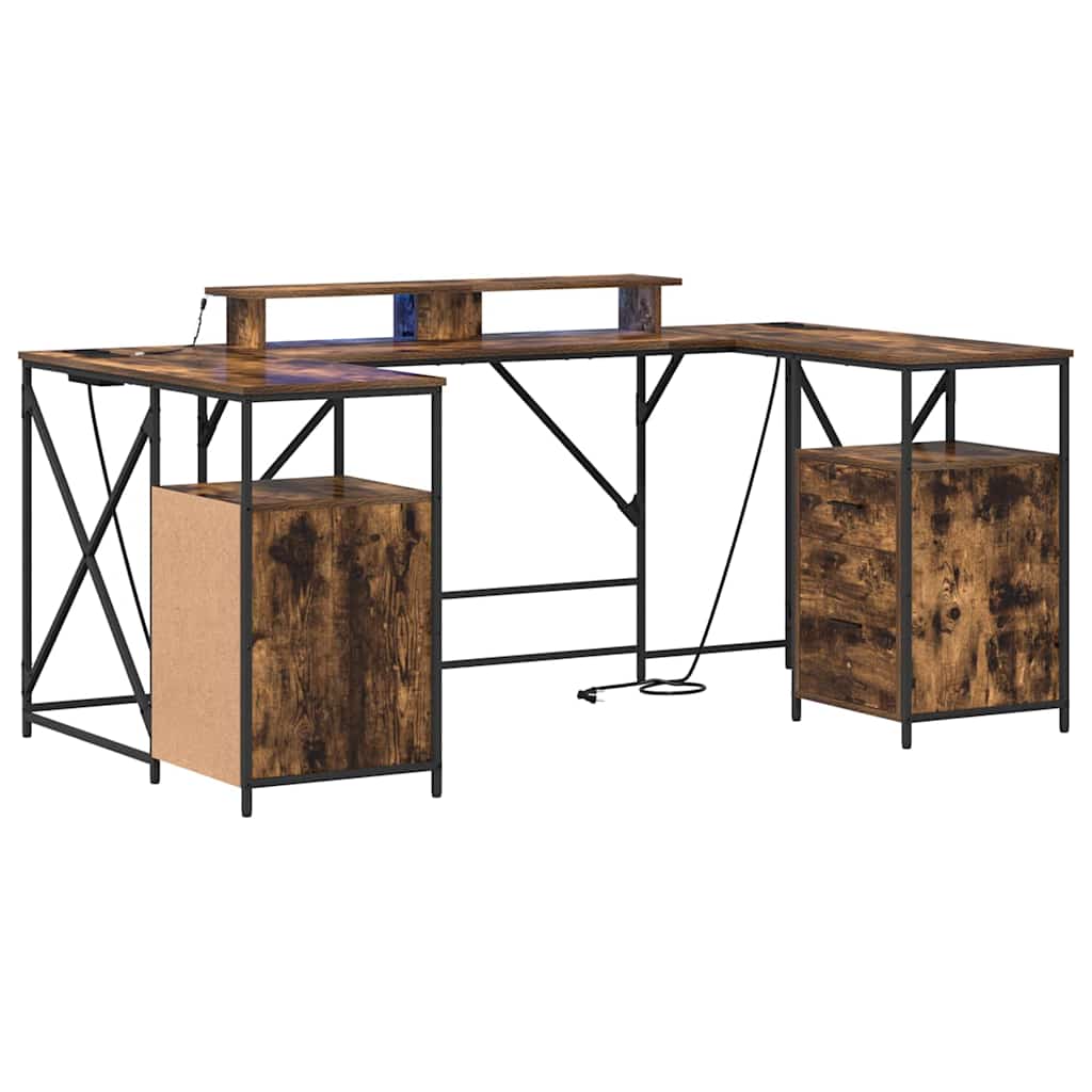 Bureau met lade Gerookt eiken 182 x 101 x 87,5 cm Bewerkt hout is nu te koop bij PeponiXL, paradijselijk wonen!