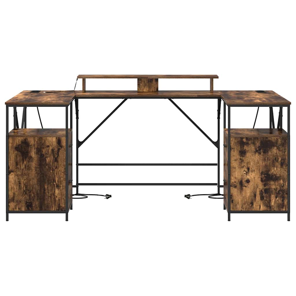 Bureau met lade Gerookt eiken 182 x 101 x 87,5 cm Bewerkt hout is nu te koop bij PeponiXL, paradijselijk wonen!