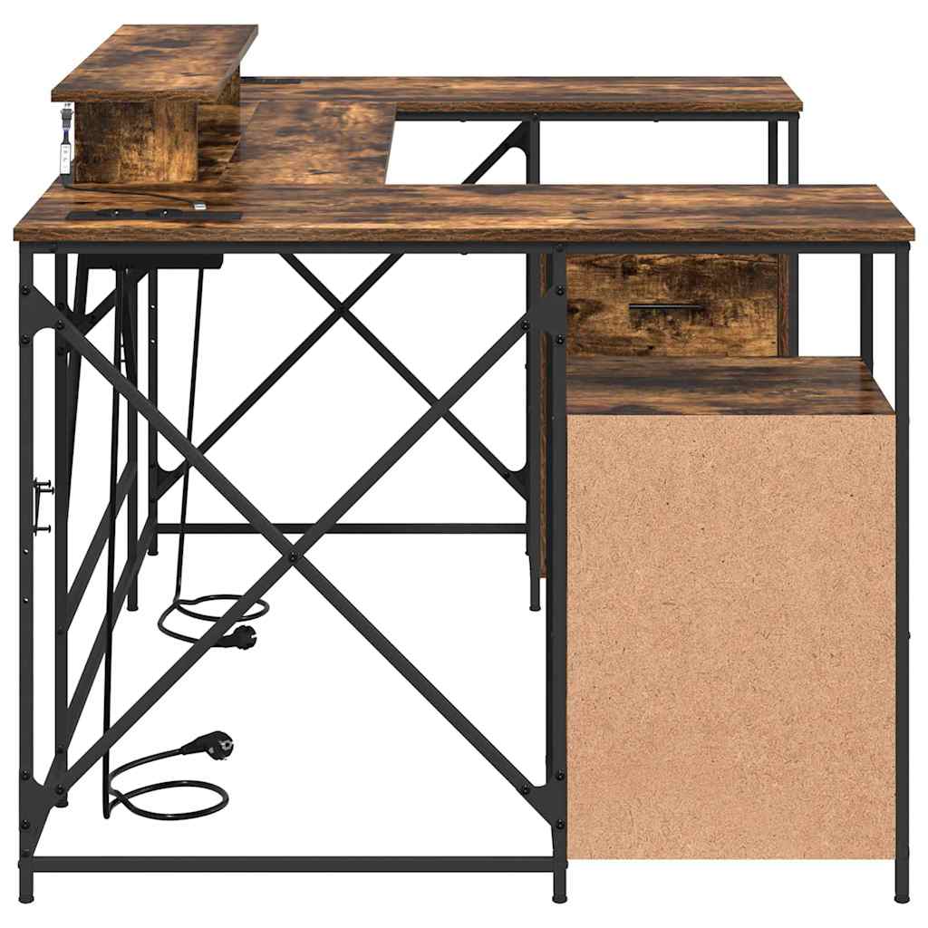 Bureau met lade Gerookt eiken 182 x 101 x 87,5 cm Bewerkt hout is nu te koop bij PeponiXL, paradijselijk wonen!